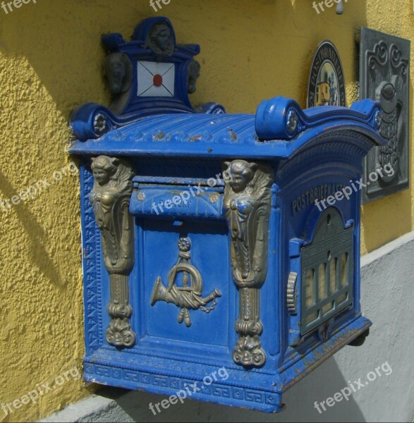 Post Mail Box Nostalgia Mailbox Blue Letter Boxes