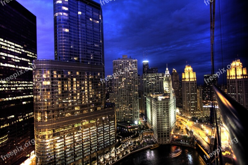 Chicago Skyscrapers High Rise Night Skyline