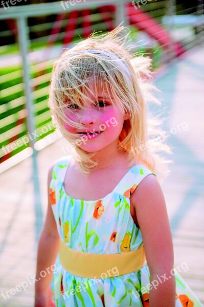 Girl Little Girl Face Child Pink