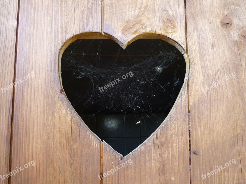 Heart Door Wood Toilet Door Cobweb