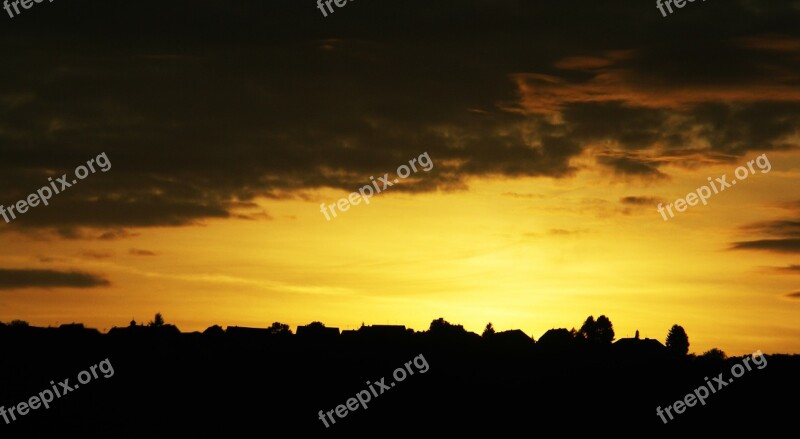 Golden Sunset Beautiful Sky Clouds Golden