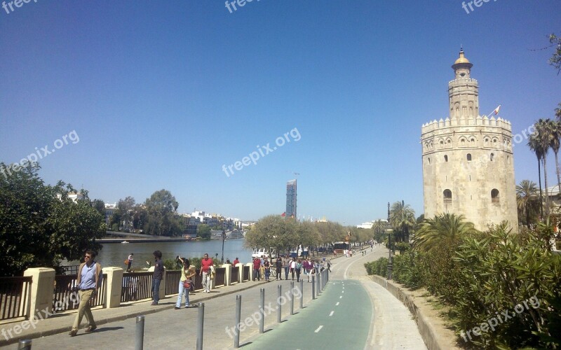 Seville River Gold Tower Free Photos