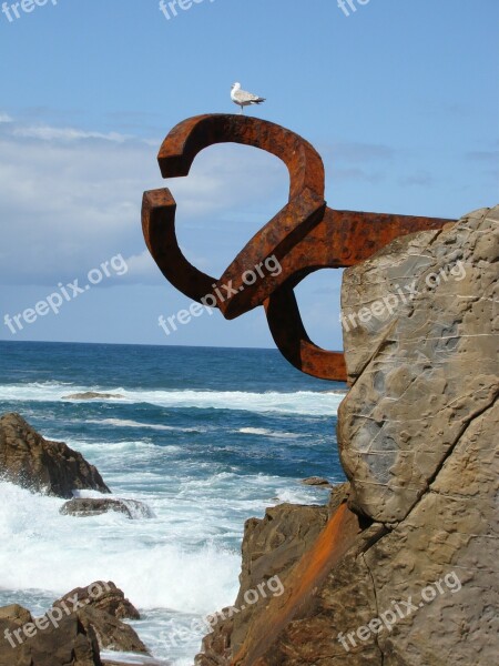 San Sebastian Comb Of The Wind Sculpture Art Sea