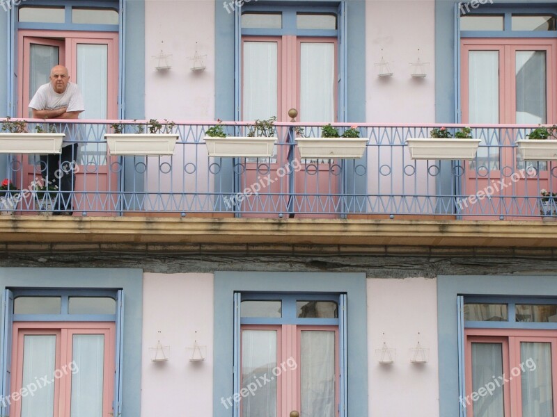 Hondarribia Basque Country Facade Rosa People