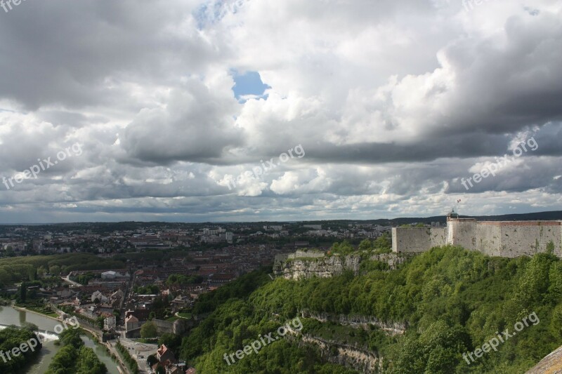 Besançon France Landscape Clouds Castle