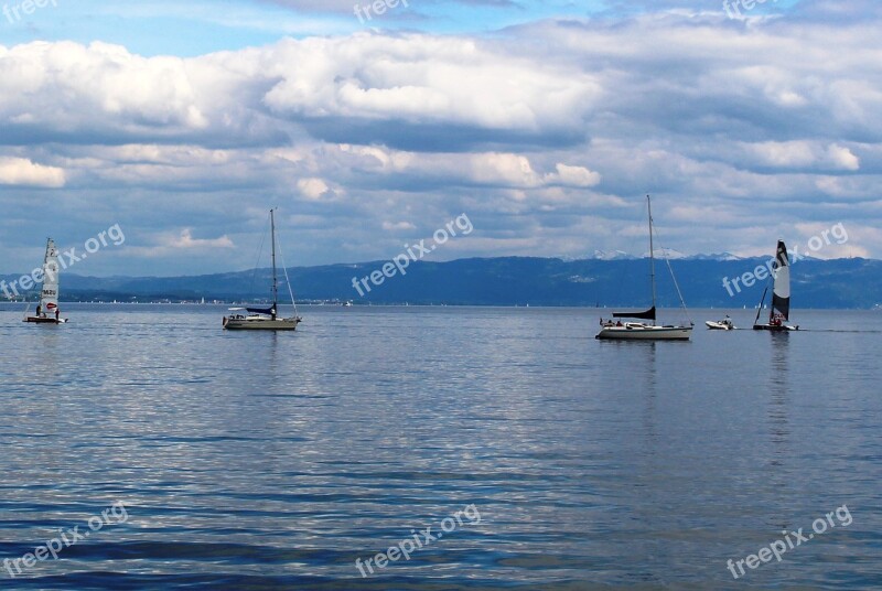 Lake Constance Mood Atmosphere Water Sailing Boats