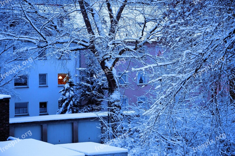 Winter Snow Trees House Garages