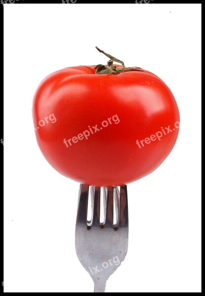 Tomato Fork Tomato Red Cutlery Eating