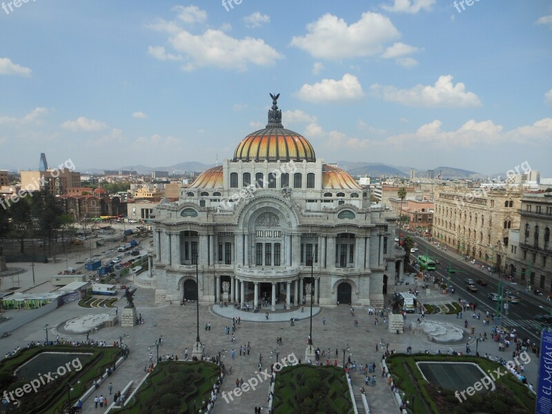 Fine Arts Palace Mexico Sky Clouds