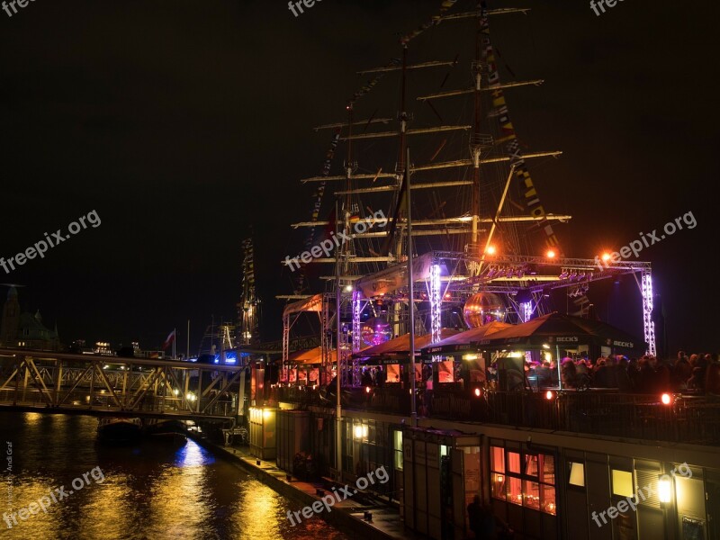 Hamburg Night Hafengeburtstag Sailing Vessel Sail