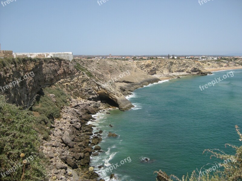 Portugal Sagres Cliff Ocean Water