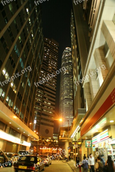 Hongkong Night View Street City China