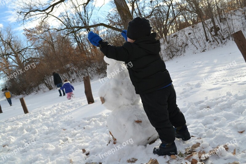 Playing Snowman Building Winter Play