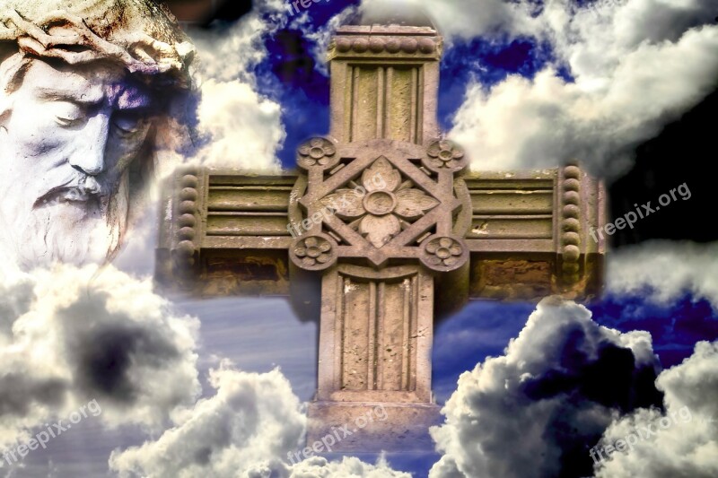 Jesus Clouds Christianity Cross Sign Of The Cross