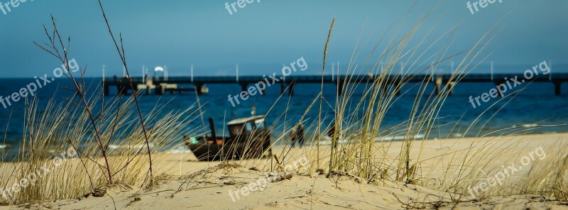 Beach Fishing Boat Sand Beach Baltic Sea Dunes