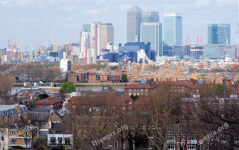 Greenwich England Great Britain Skyline Financial District