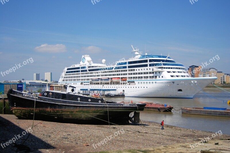 Cruise Liner Tourism Ocean River Thames