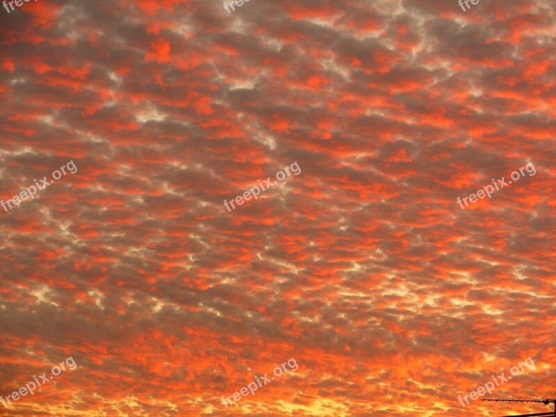 Clouds Sunset Red Sun Sky