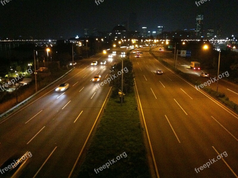 Night View City Road Car Sprint