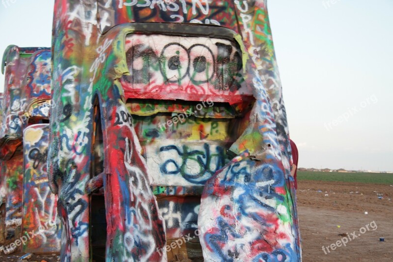 Art Colorful Cadillac Ranch Vintage