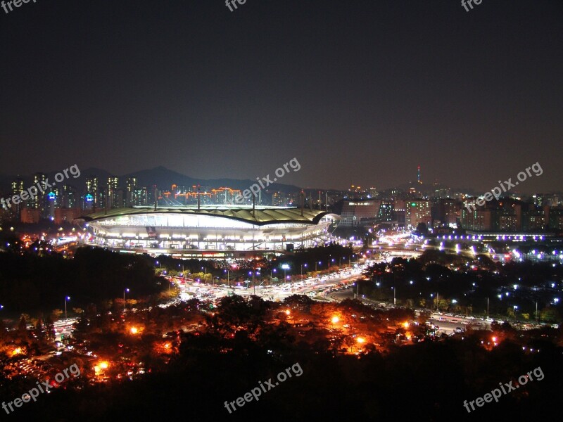 Sangam Stadium Korea Seoul Night View Free Photos