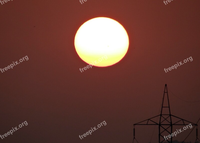 Sunset Electric Pylon Electric Tower Shimoga Karnataka