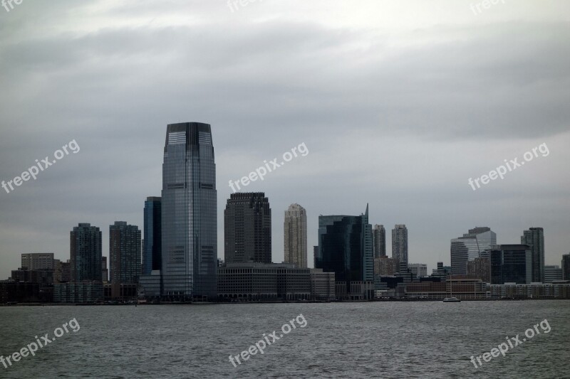 Manhattan Clouds Wokenkratzer Grey Weather Sea