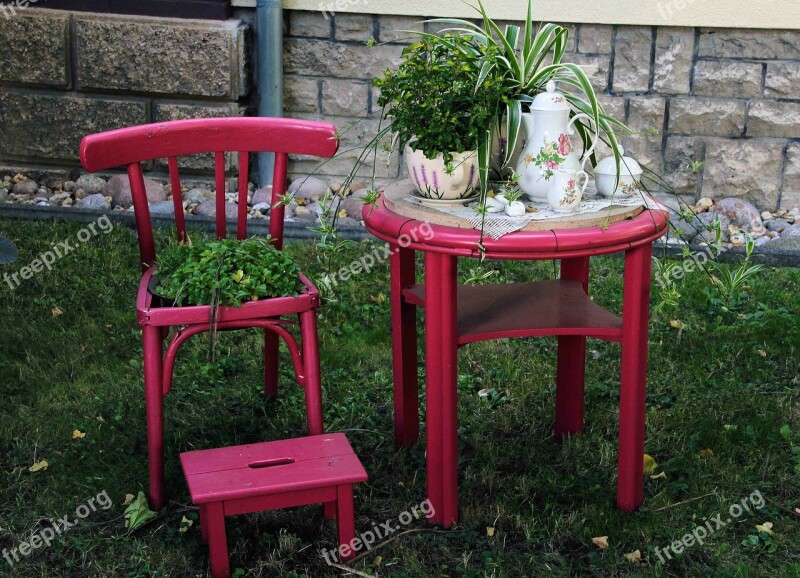 Table Chair Red Romance Flower