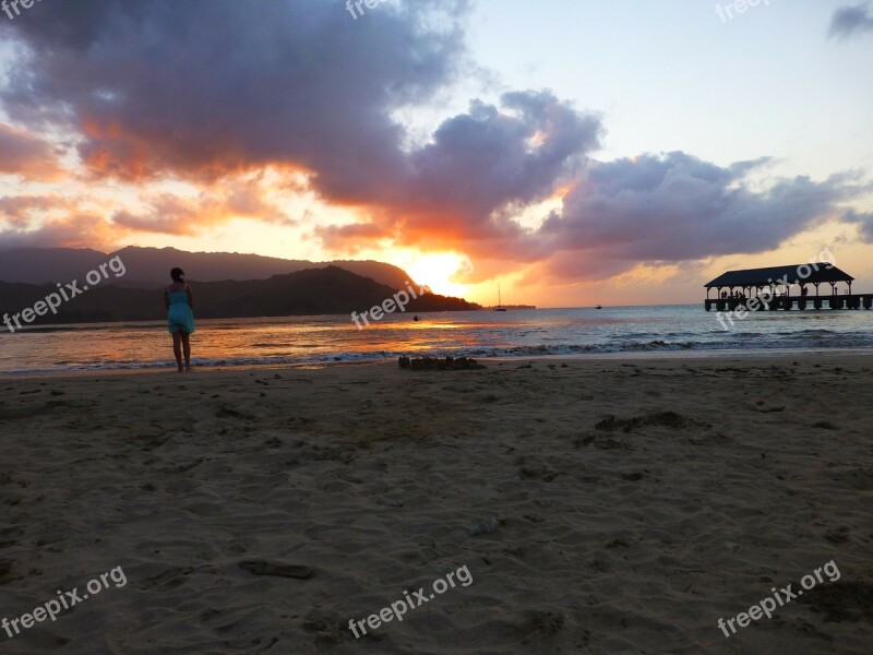 Kauai Hawaii Beach Sand Sunset