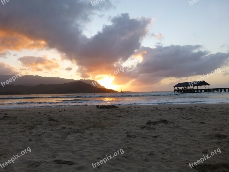 Kauai Hawaii Beach Sand Sunset