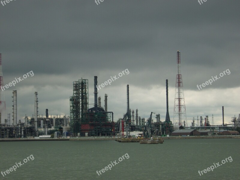 Antwerp Port Belgium Dark Weather