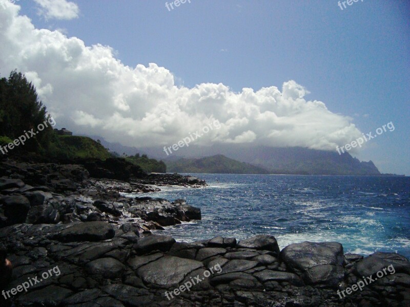 Hawaii Ocean Clouds Blue Sky