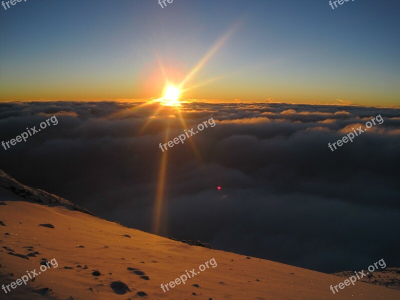 Kilimanjaro Africa Sunsett Clouds Over The Clouds