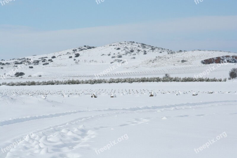 Landscape Castilla Snow Treads Plain