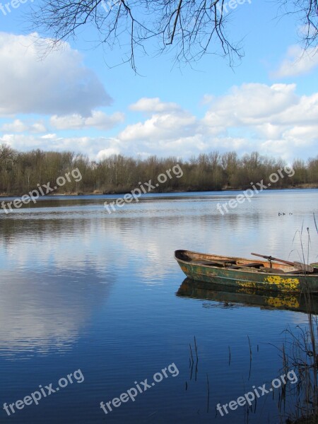 Lake Water Clouds Fishing Lake Mood