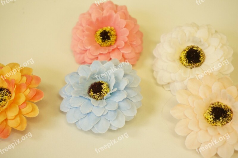 Flowers Artificial Flowers Orange Pink Light Blue