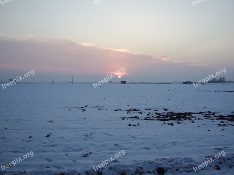 Sunset Snow Skyline Free Photos