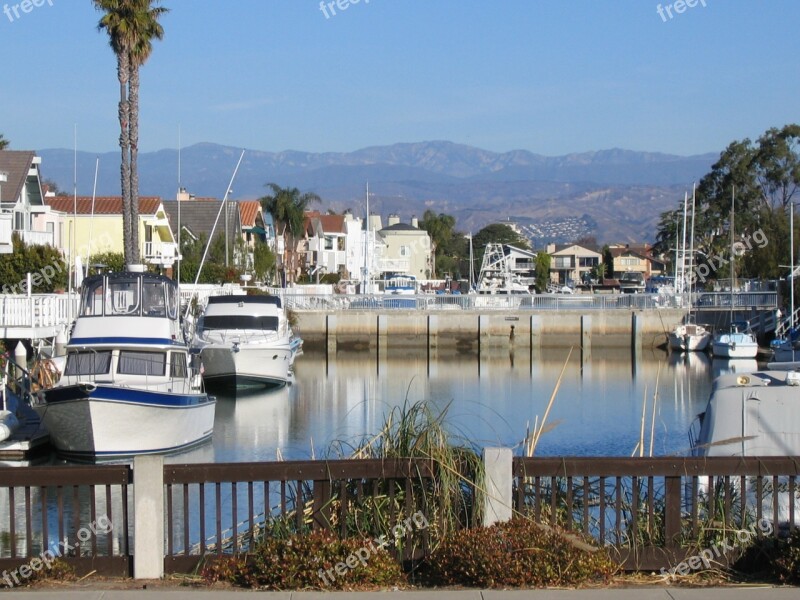 Oxnard California Marina Boats Mountains