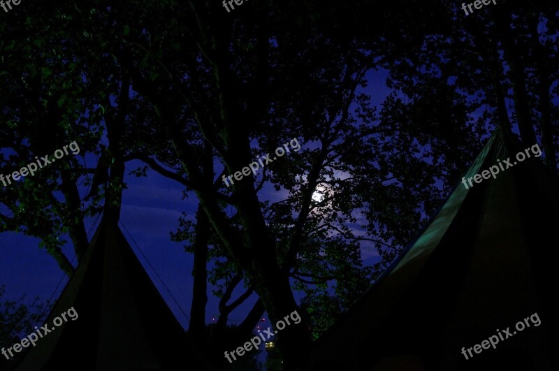 Medieval Market Army Camp Tents Treetop Moon