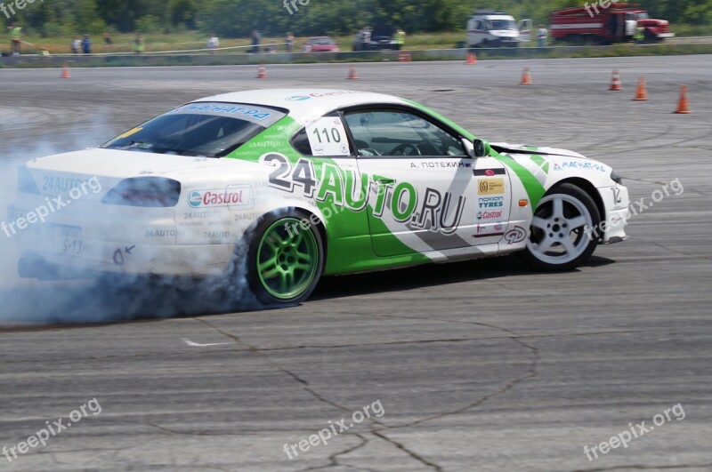 Nissan Silvia Drift Competition Smoke From Under The Wheels Free Photos