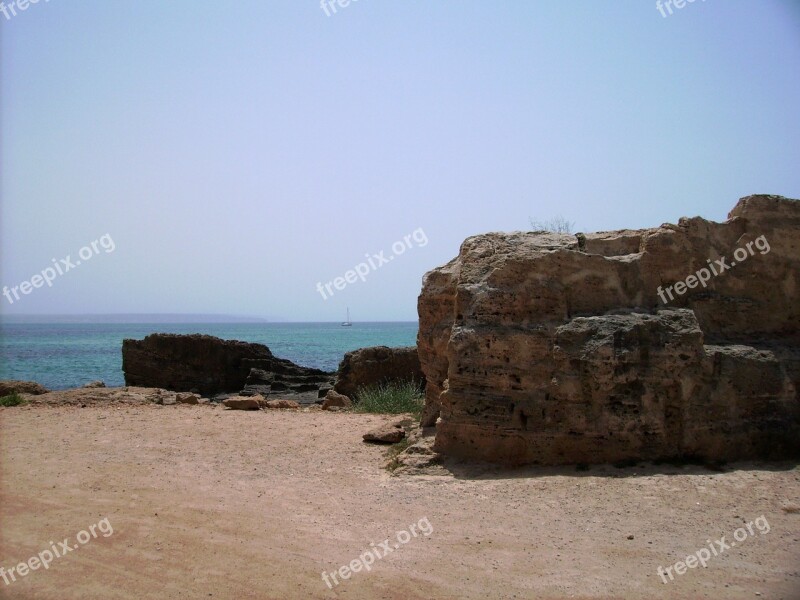 Mallorca Sea Rock Sailing Vessel Sand