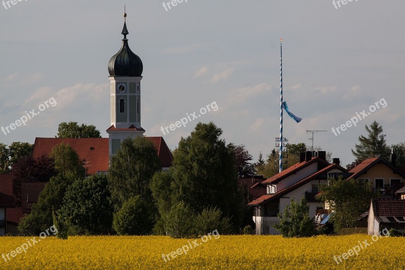 Church Onion Dome Baroque Upper Bavaria Rural