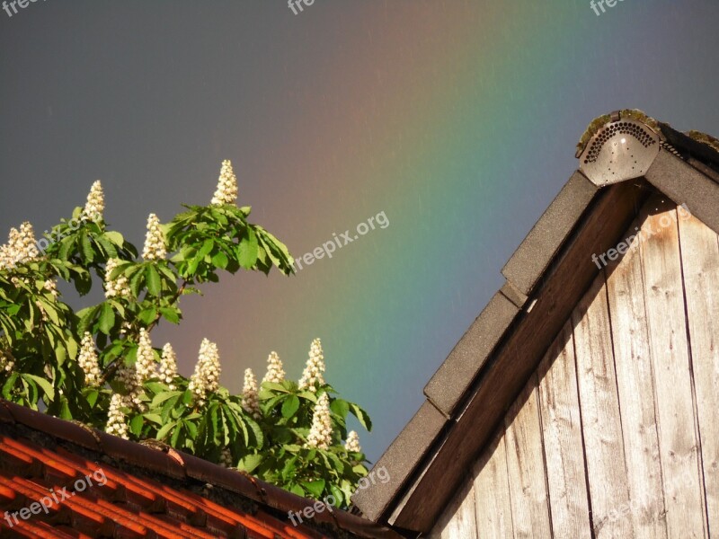 Rainbow Weather Natural Spectacle Rainbow Colors Housetop