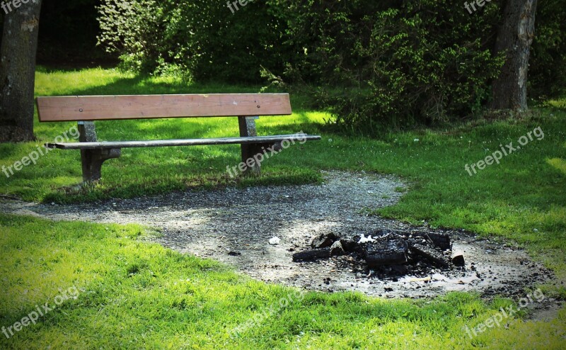 Forest Bench Bank Resting Place Fireplace