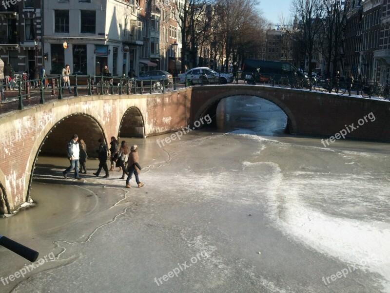 Amsterdam Canal Winter Ice Canals