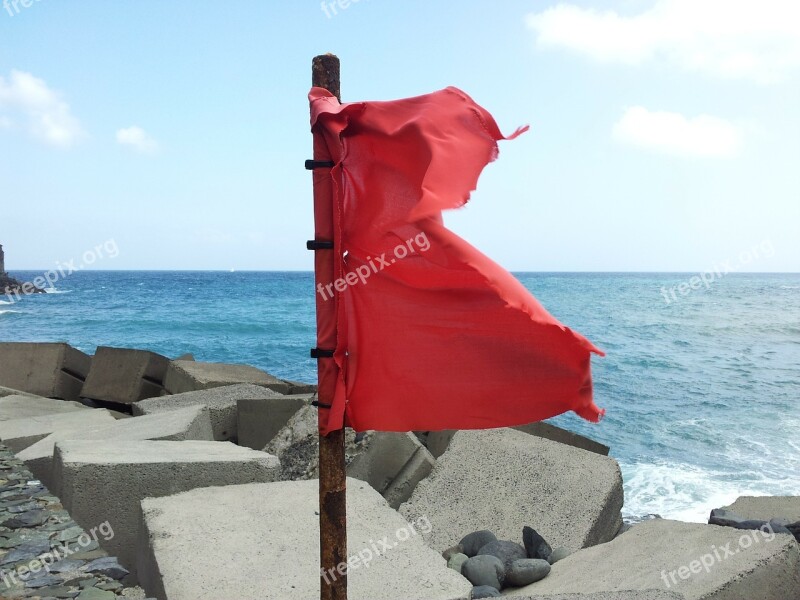 Red Flag Sea Wind Flag Canary Islands