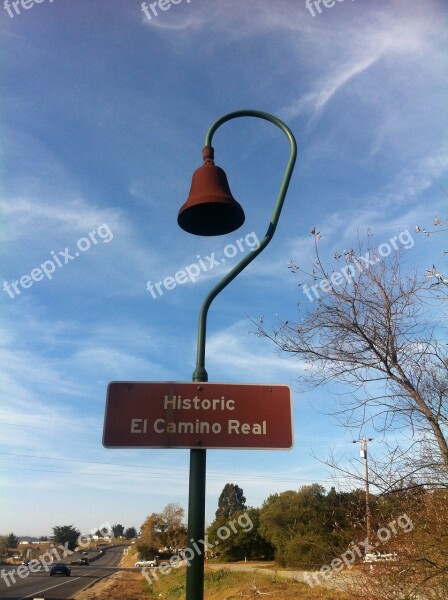 El Camino Real Bell Roadsign Road Sign Highway