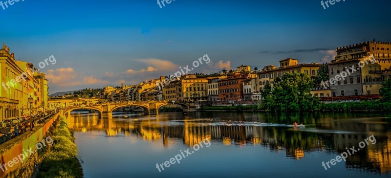 Florence Italy Ponte Vecchio Clouds Architecture