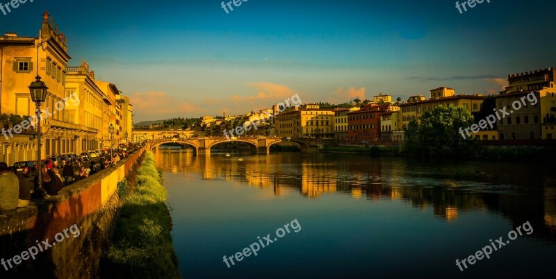 Florence Italy Ponte Vecchio Clouds Architecture