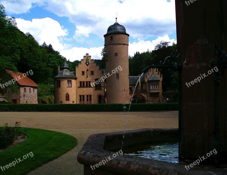 Castle Fountain Mespelbrunn Free Photos